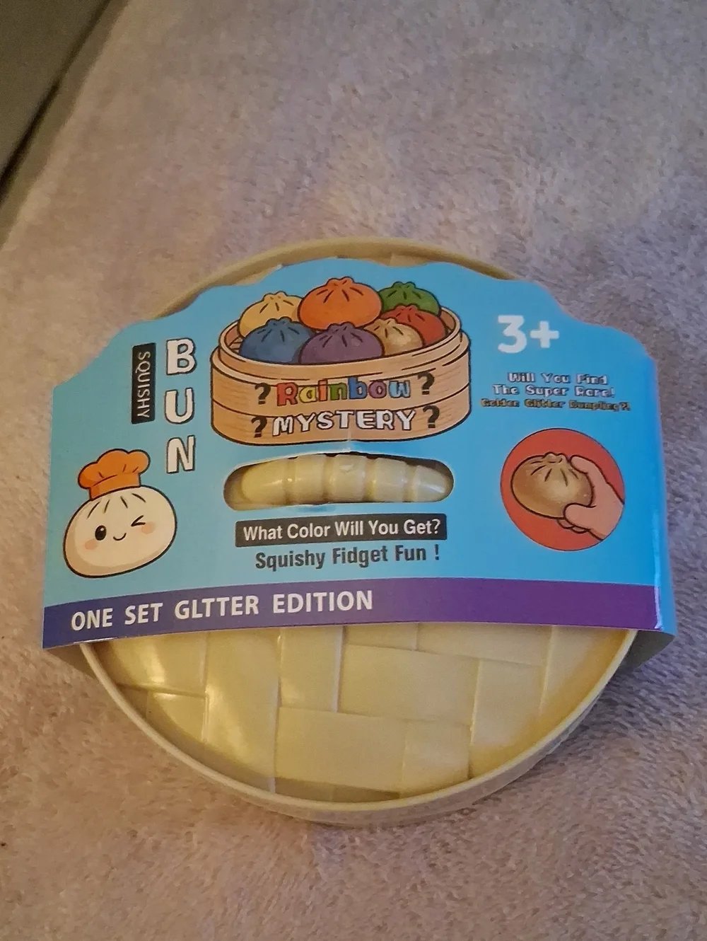 Rainbow Mystery Squishy Bun - Glitter Edition (Yellow)